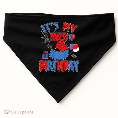 3rd Birthday Spider Web Theme Party Three 3 Year Bday USA-Made Doggie Bandana