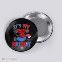 3rd Birthday Spider Web Theme Party Three 3 Year Bday Button thumb 0