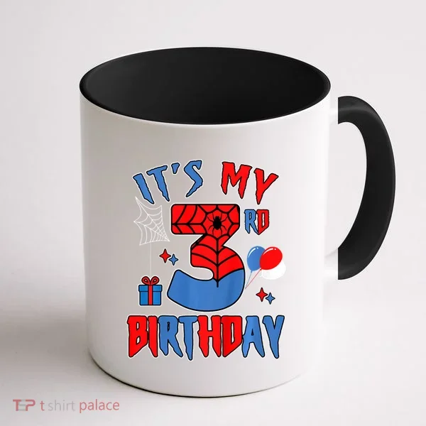 3rd Birthday Spider Web Theme Party Three 3 Year Bday Coffee Mug