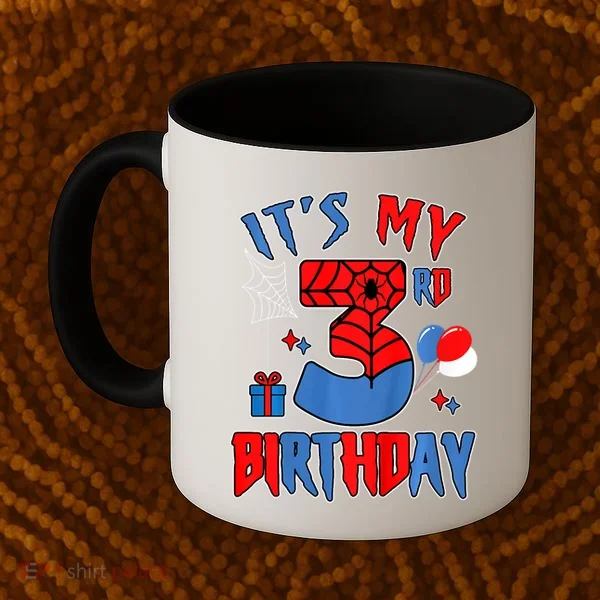 3rd Birthday Spider Web Theme Party Three 3 Year Bday Coffee Mug
