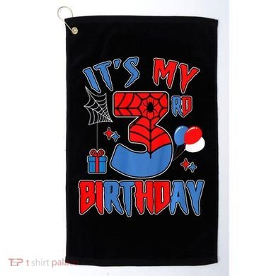 3rd Birthday Spider Web Theme Party Three 3 Year Bday Golf Towel