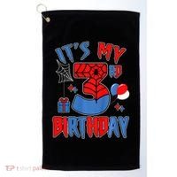 3rd Birthday Spider Web Theme Party Three 3 Year Bday Golf Towel thumb 0