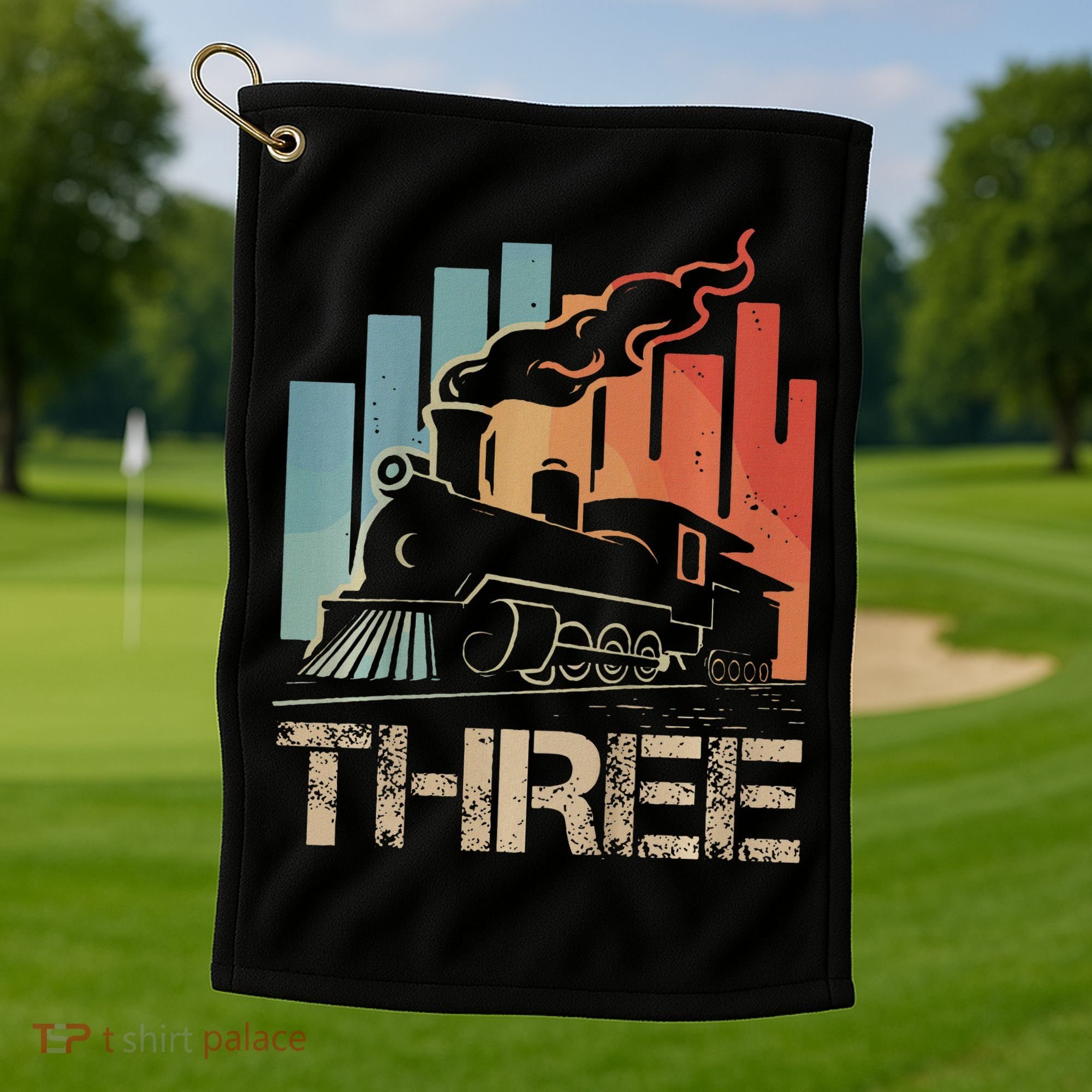3rd Birthday Train Funny 3 Year Old Train Birthday Boy Girl Golf Towel