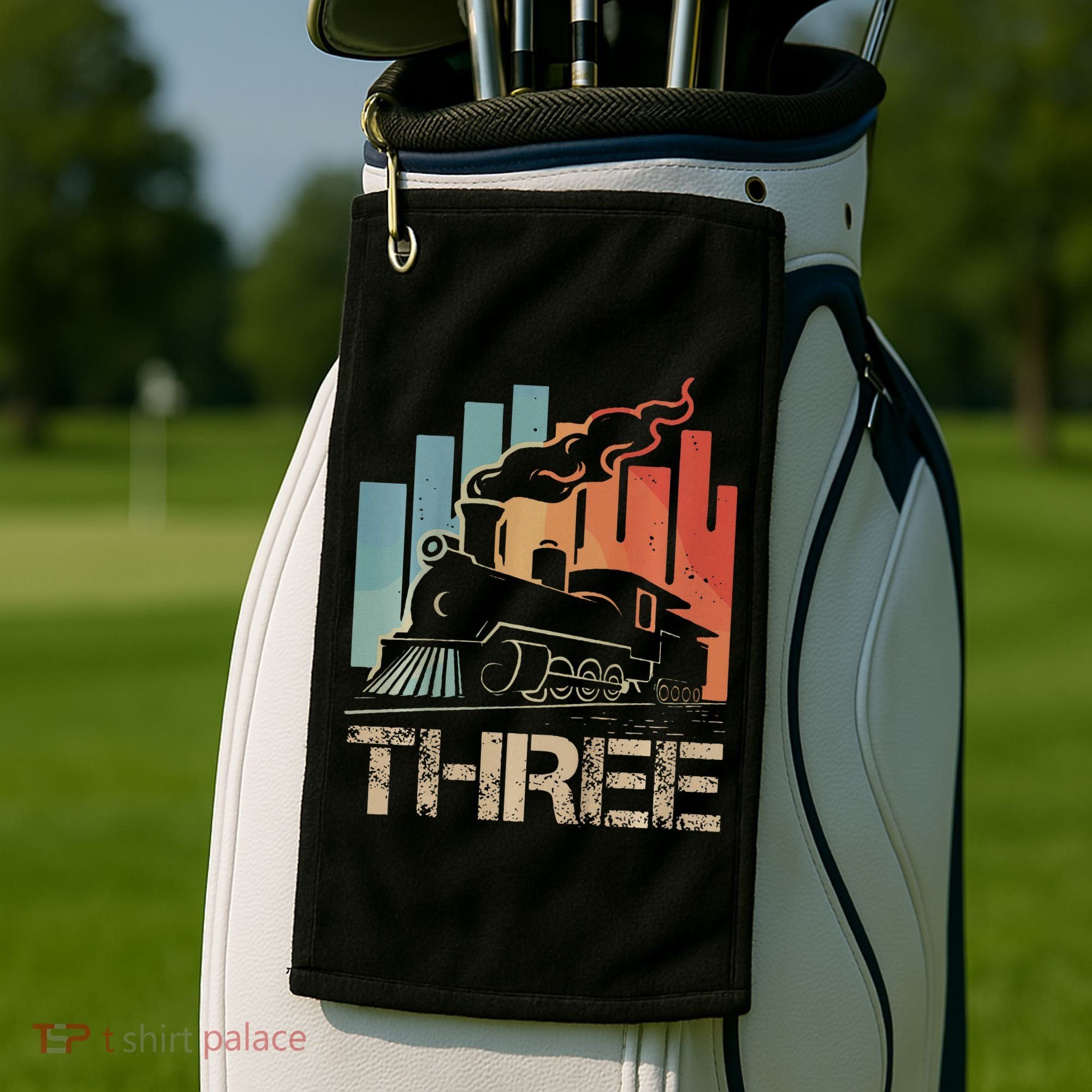 3rd Birthday Train Funny 3 Year Old Train Birthday Boy Girl Golf Towel