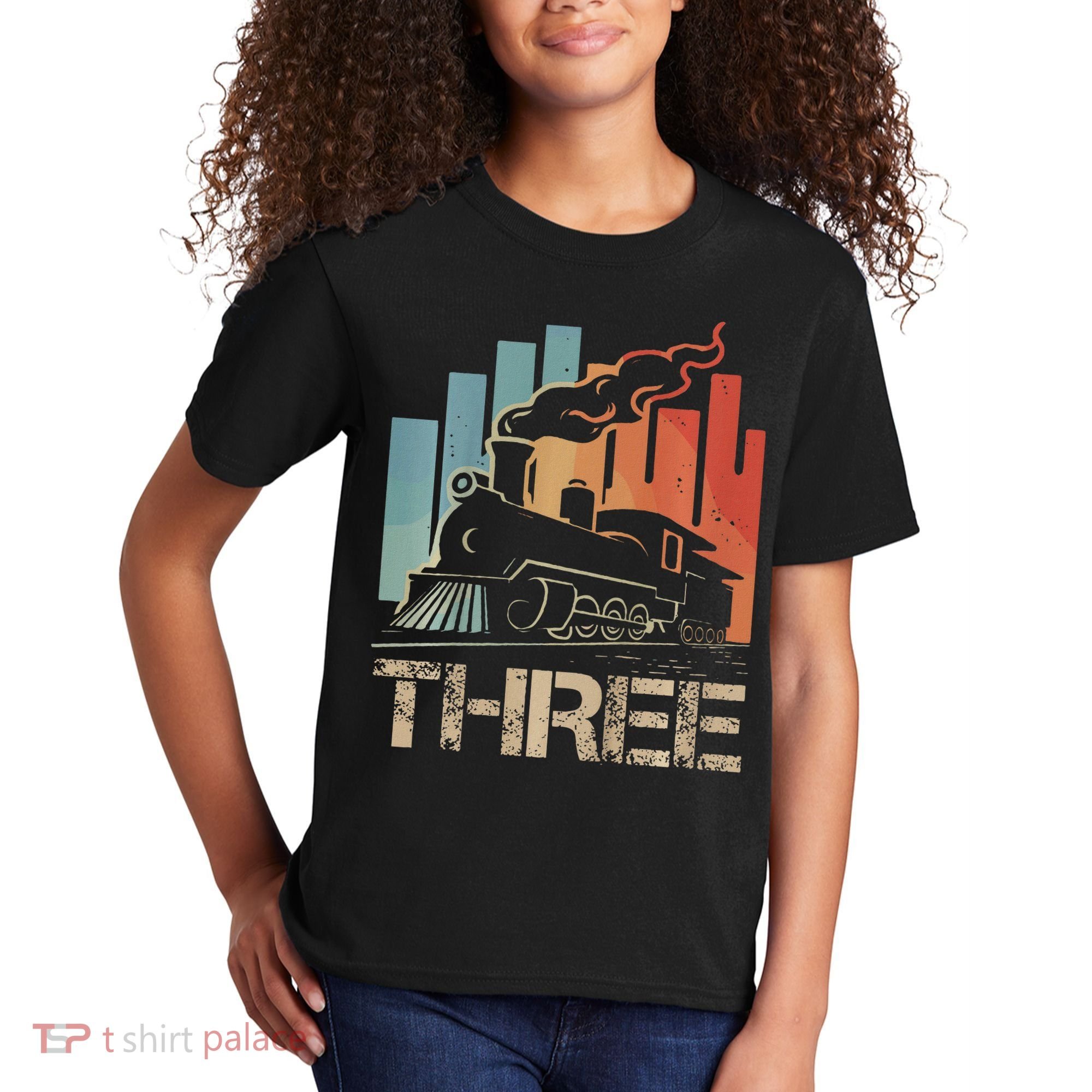 3rd Birthday Train Funny 3 Year Old Train Birthday Boy Girl Kids T-Shirt
