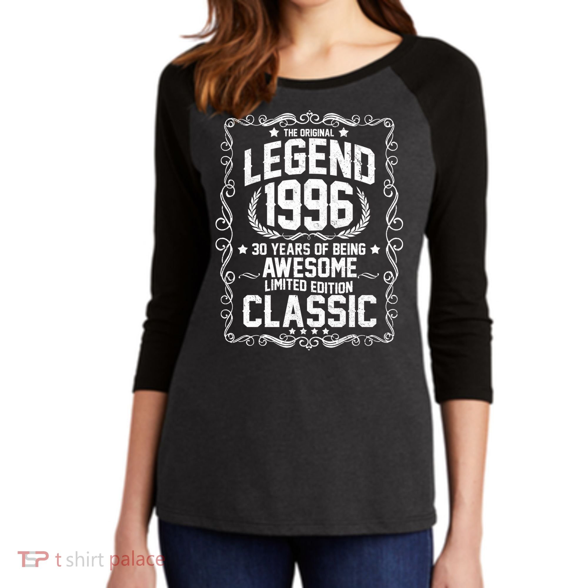 30th Birthday The Original Legend 1996 Awesome Classic  Women's Tri-Blend 3/4-Sleeve Raglan Shirt