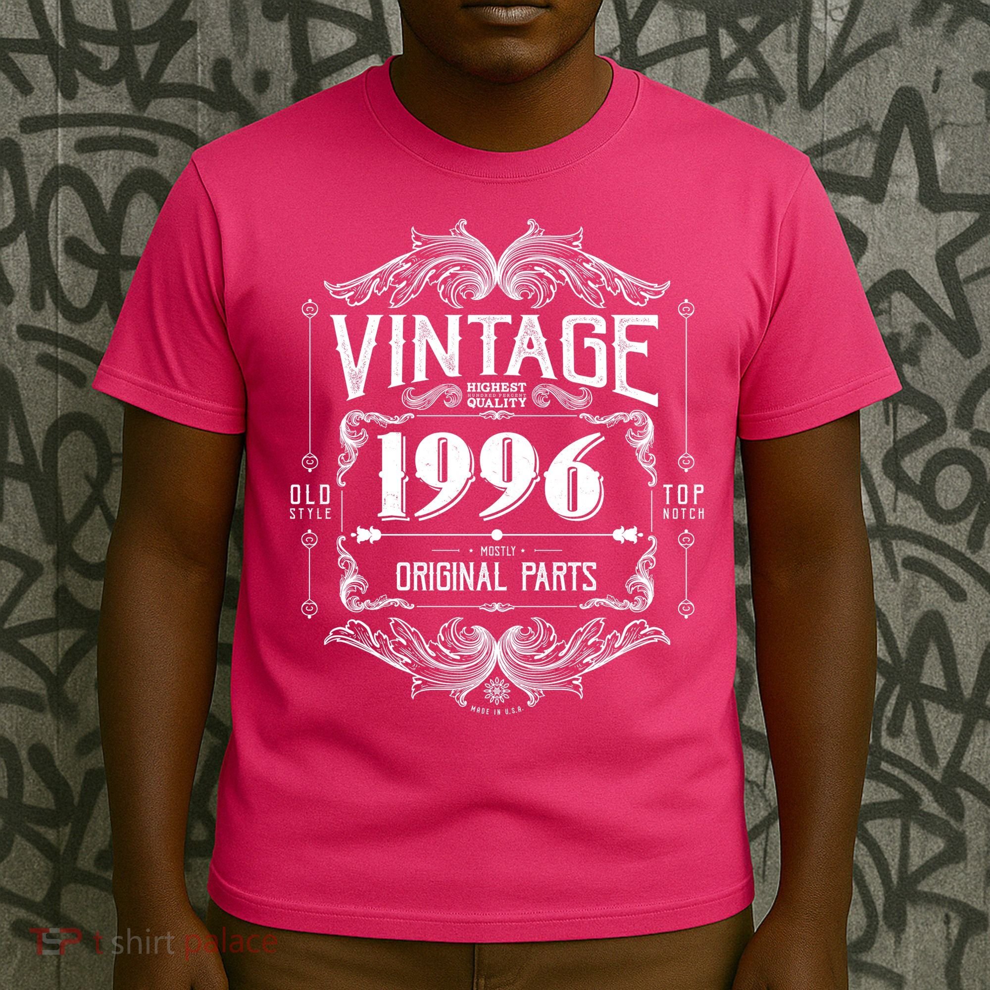 30th Birthday Vintage 1996 Old Style Top Notch Mostly Original Parts Whiskey Label T-Shirt