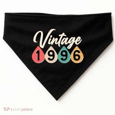 30th Birthday Vintage 1996 Retro Teardrop Design  USA-Made Doggie Bandana
