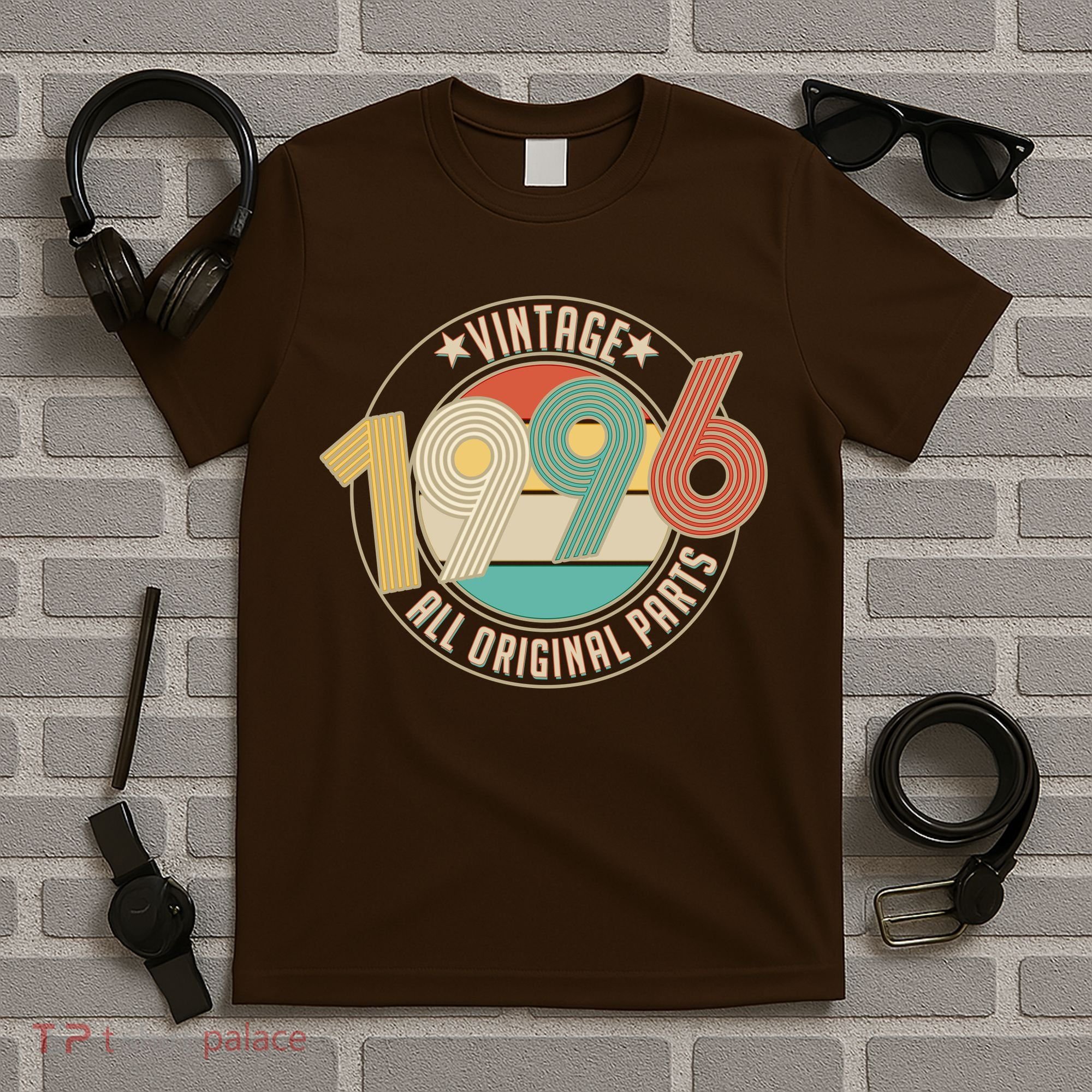 30th Birthday Vintage 1996 All Original Parts Emblem T-Shirt