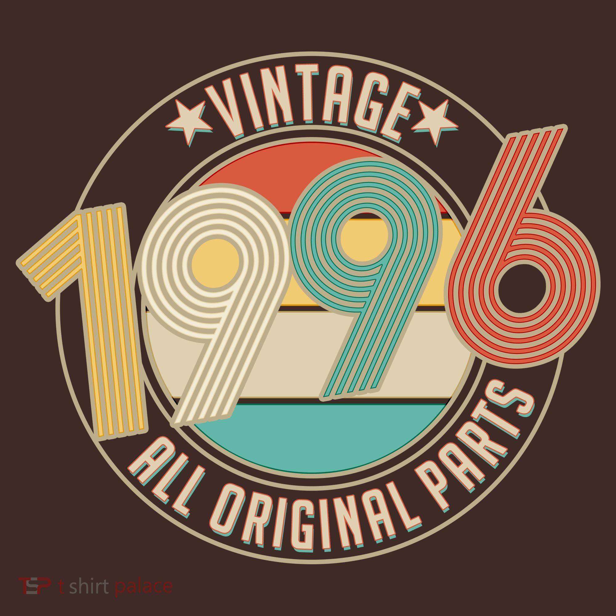 30th Birthday Vintage 1996 All Original Parts Emblem T-Shirt