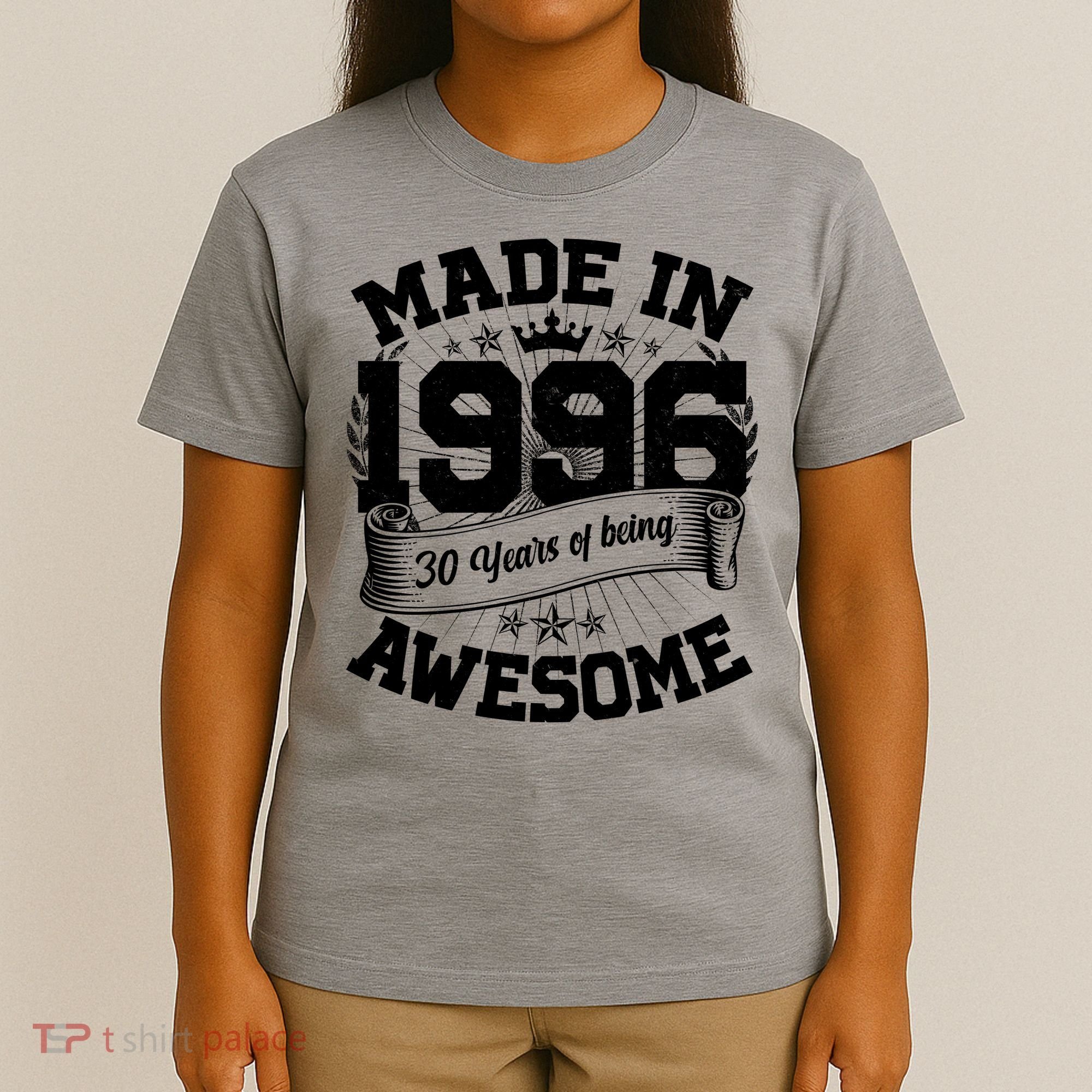 30th Birthday Vintage Crown Made In 1996 30 Years Of Being Awesome T-Shirt