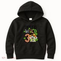 3rd Birthday Young Wild Three 3 Year Old Safari Zoo Kids Hoodie thumb 0
