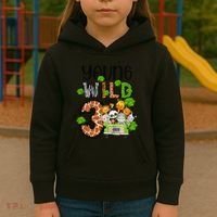 3rd Birthday Young Wild Three 3 Year Old Safari Zoo Kids Hoodie thumb 3