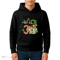 3rd Birthday Young Wild Three 3 Year Old Safari Zoo Kids Hoodie thumb 4