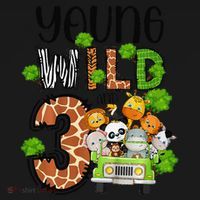 3rd Birthday Young Wild Three 3 Year Old Safari Zoo Kids Long Sleeve Shirt thumb 2