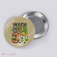 3rd Birthday Young Wild Three 3 Year Old Safari Zoo Button thumb 0