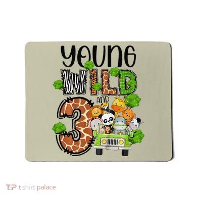 3rd Birthday Young Wild Three 3 Year Old Safari Zoo Mousepad