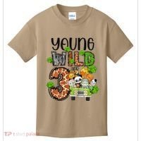 3rd Birthday Young Wild Three 3 Year Old Safari Zoo Kids T-Shirt thumb 0