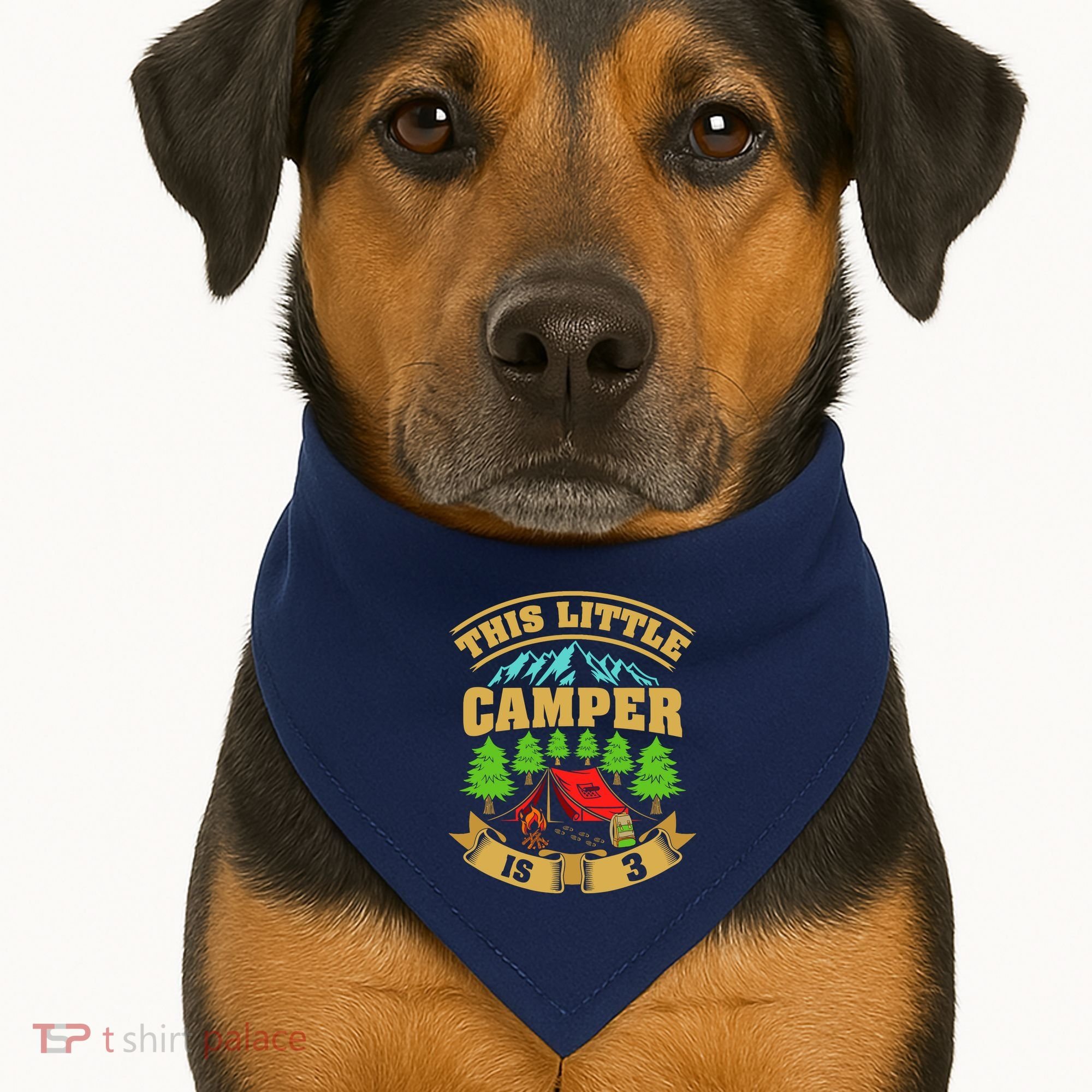 3rd Camping Birthday Camper Lover 3 Year Old USA-Made Doggie Bandana