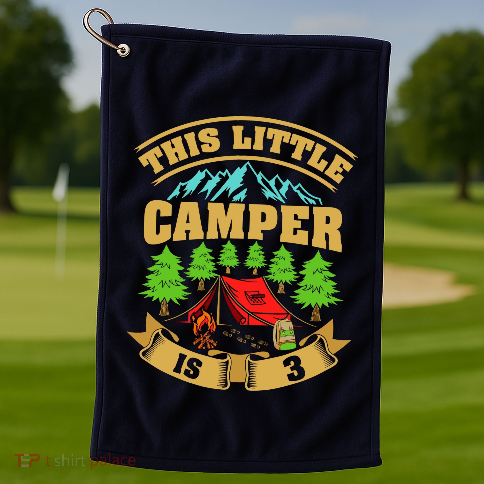 3rd Camping Birthday Camper Lover 3 Year Old Golf Towel