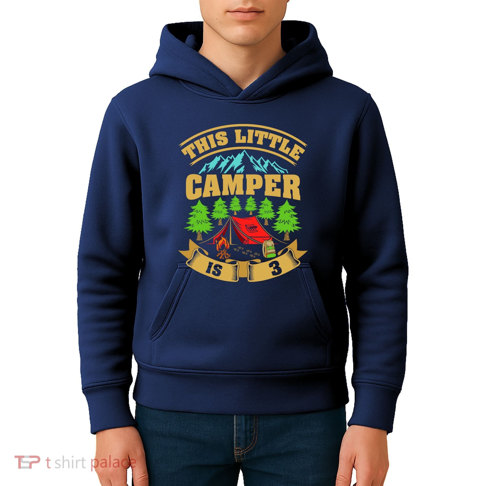 3rd Camping Birthday Camper Lover 3 Year Old Kids Hoodie
