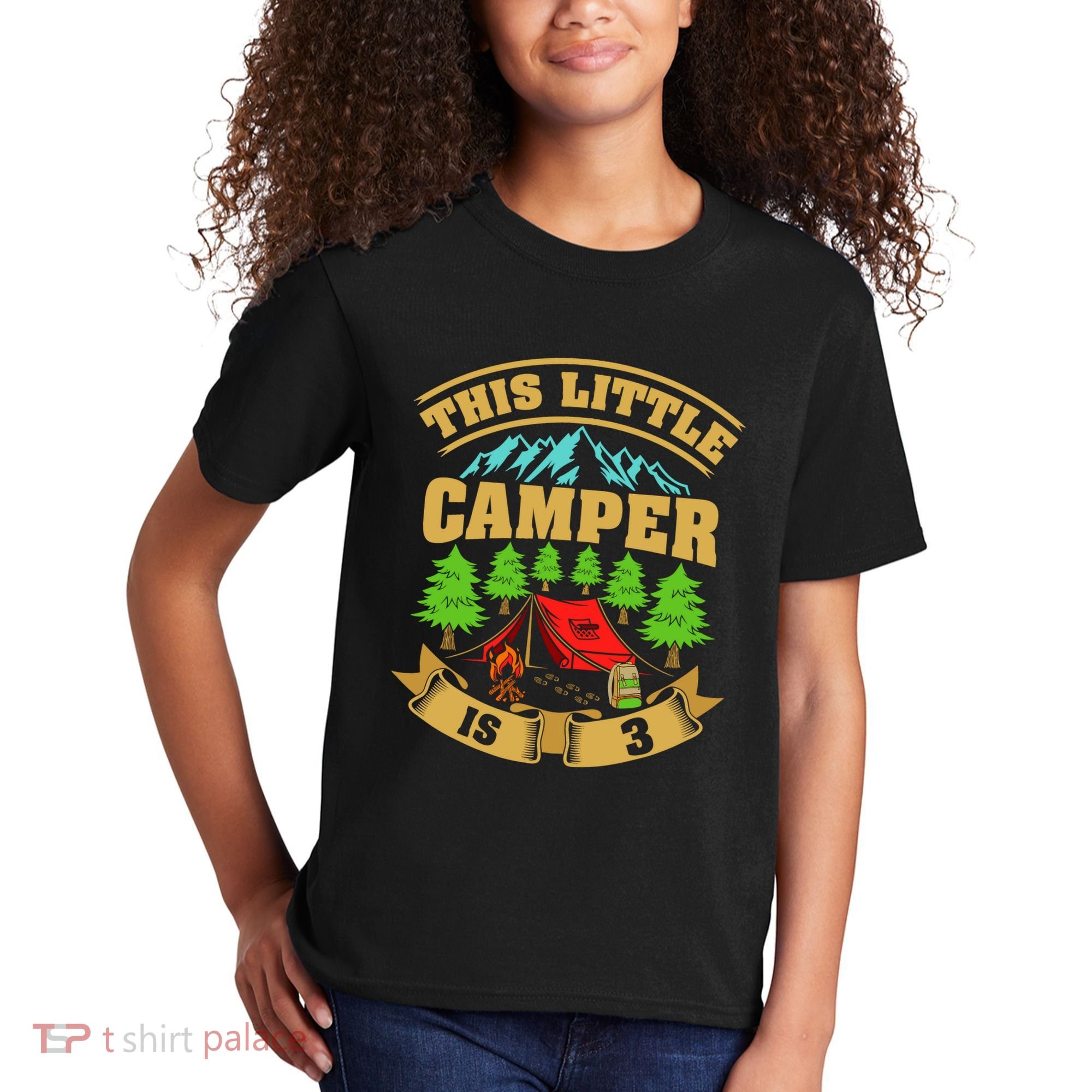 3rd Camping Birthday Camper Lover 3 Year Old Kids T-Shirt