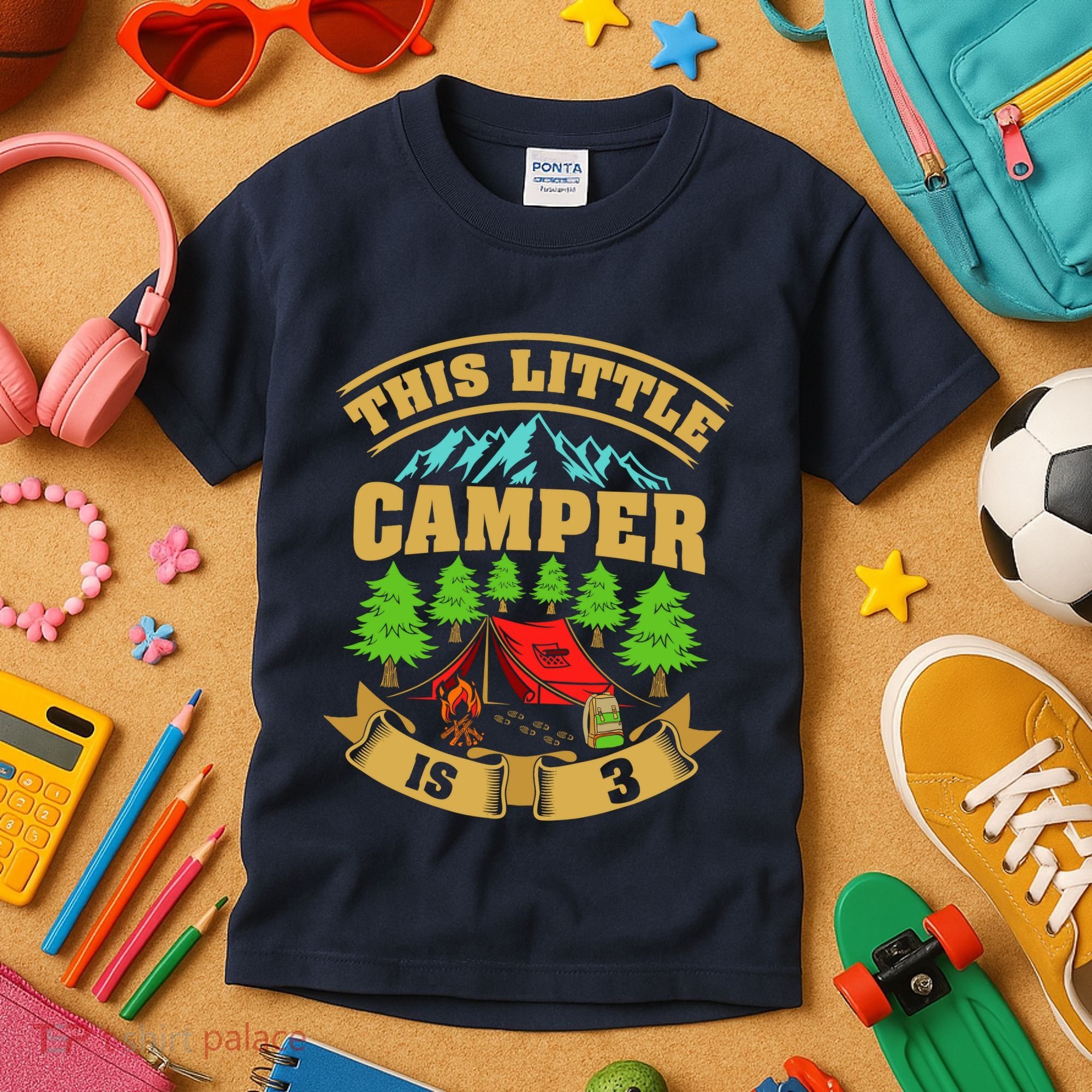 3rd Camping Birthday Camper Lover 3 Year Old Kids T-Shirt