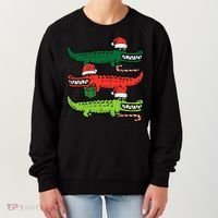 3 Christmas Crocodiles Santa Xmas Alligator Women's Sweatshirt thumb 0