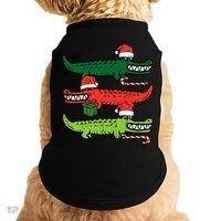 3 Christmas Crocodiles Santa Xmas Alligator Doggie Tank thumb 0