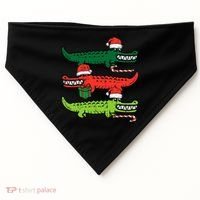 3 Christmas Crocodiles Santa Xmas Alligator USA-Made Doggie Bandana thumb 0