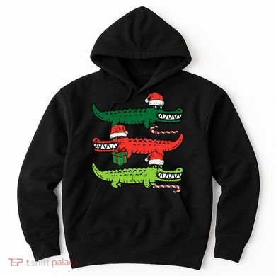 3 Christmas Crocodiles Santa Xmas Alligator Hoodie