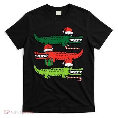 3 Christmas Crocodiles Santa Xmas Alligator T-Shirt