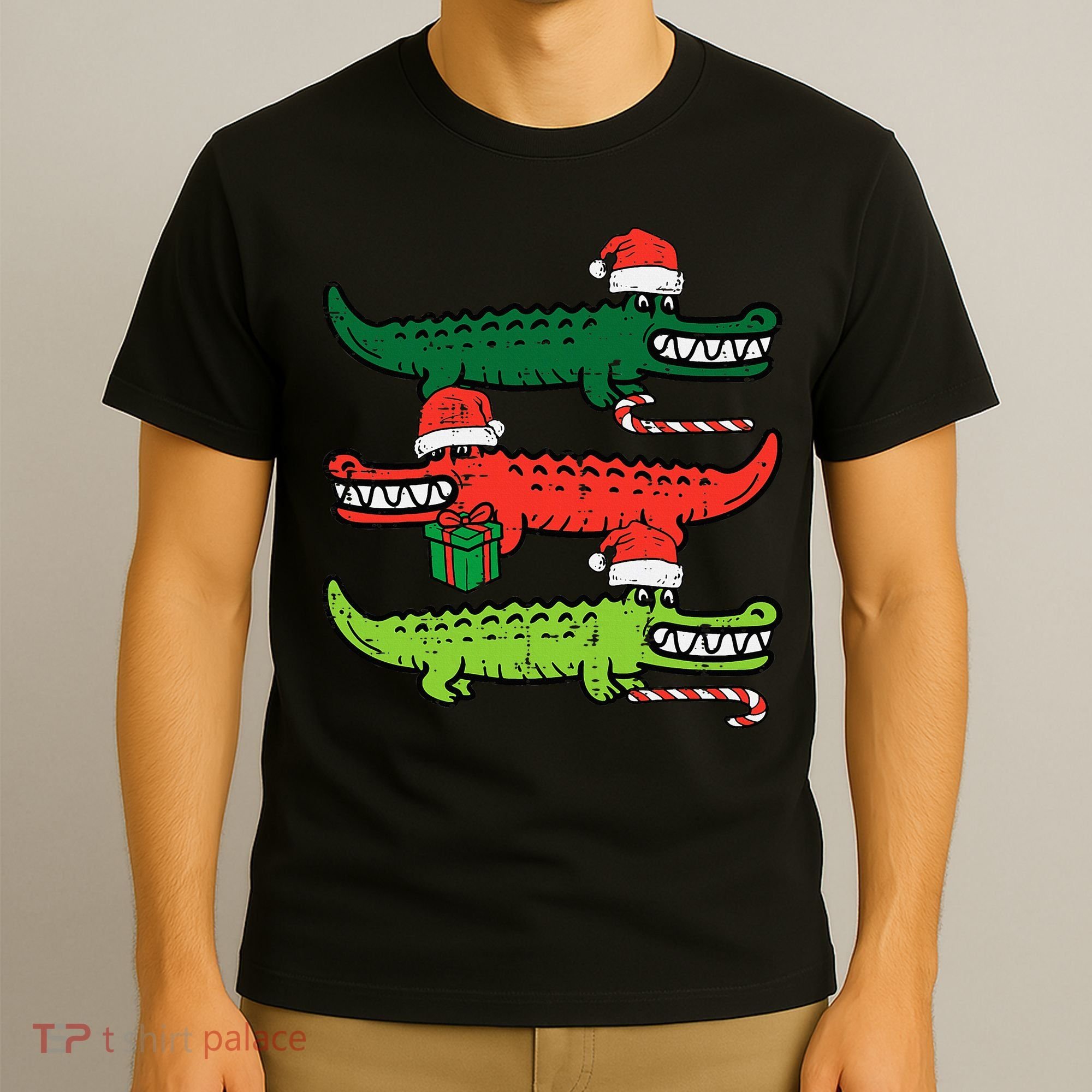 3 Christmas Crocodiles Santa Xmas Alligator T-Shirt