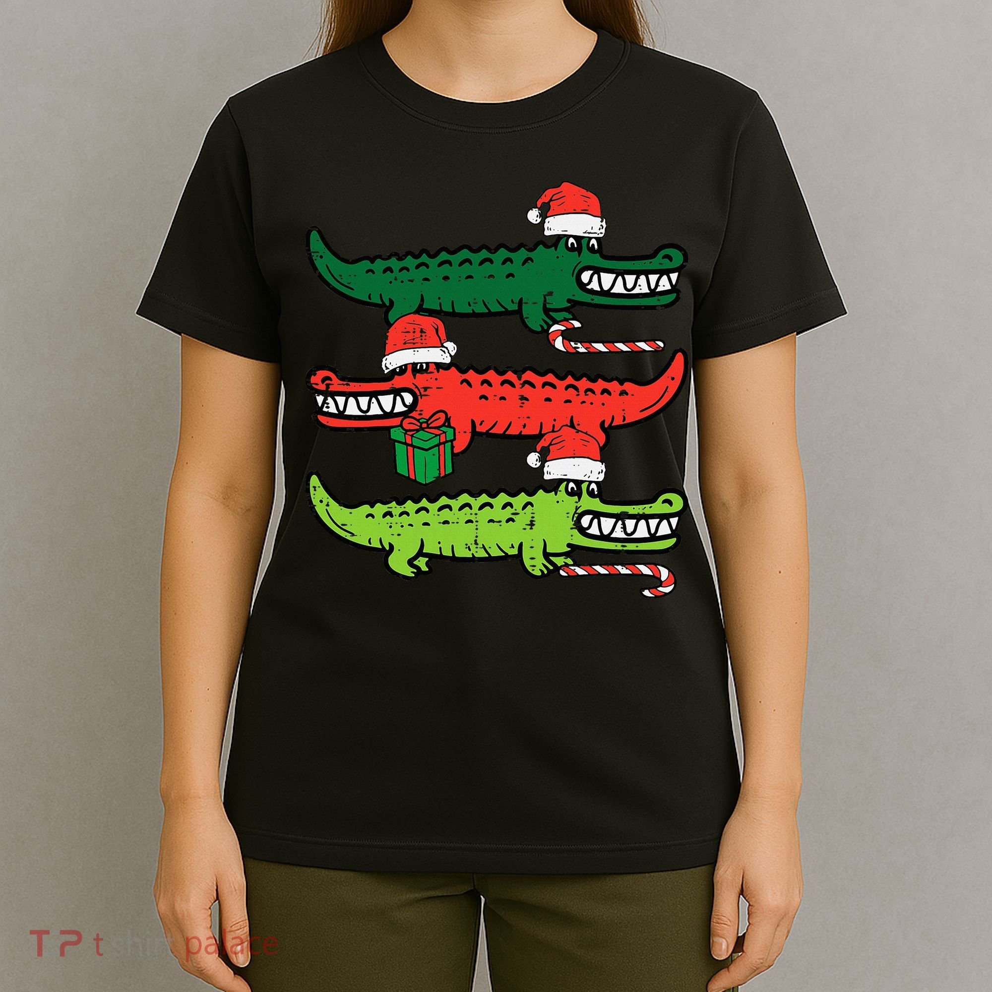3 Christmas Crocodiles Santa Xmas Alligator T-Shirt
