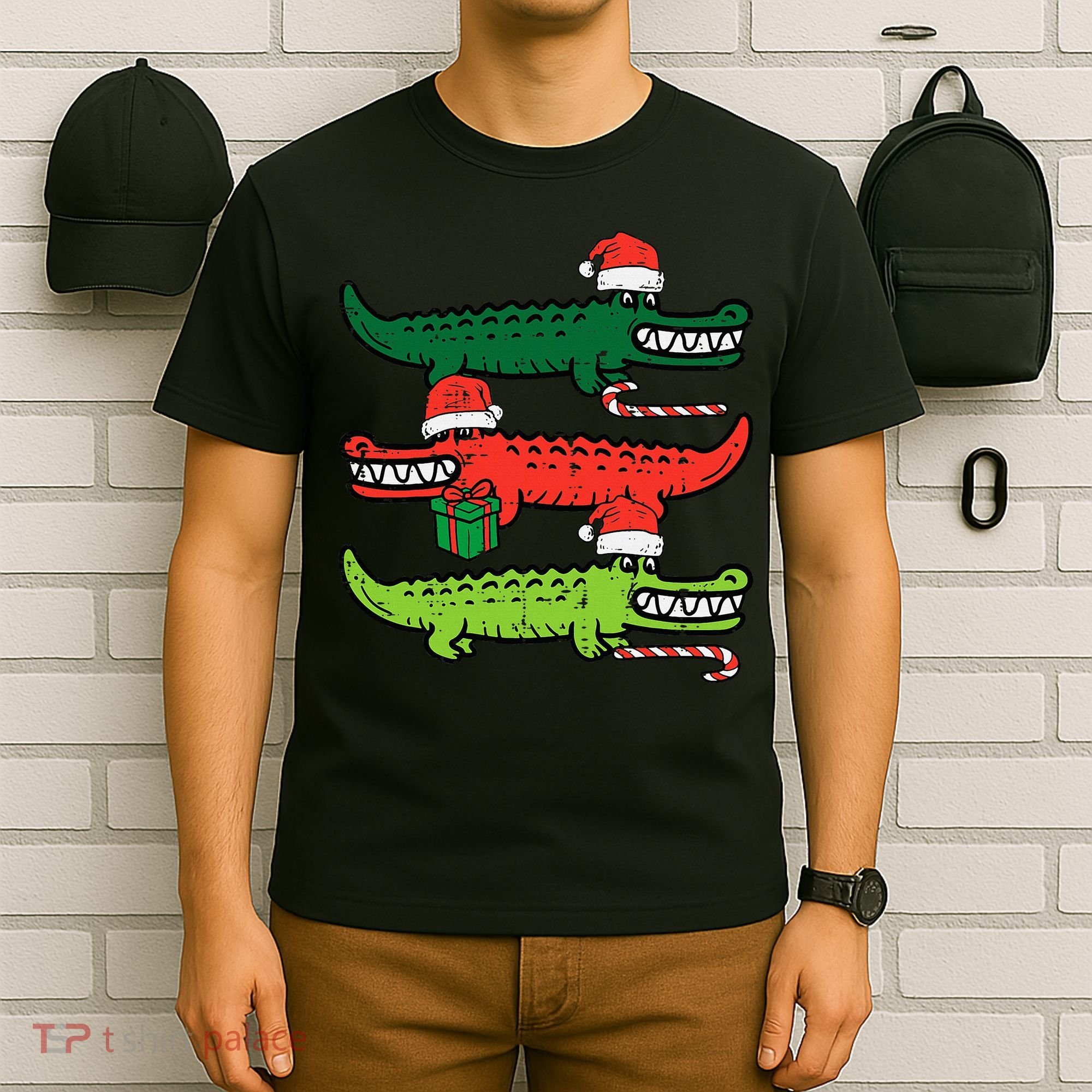 3 Christmas Crocodiles Santa Xmas Alligator T-Shirt