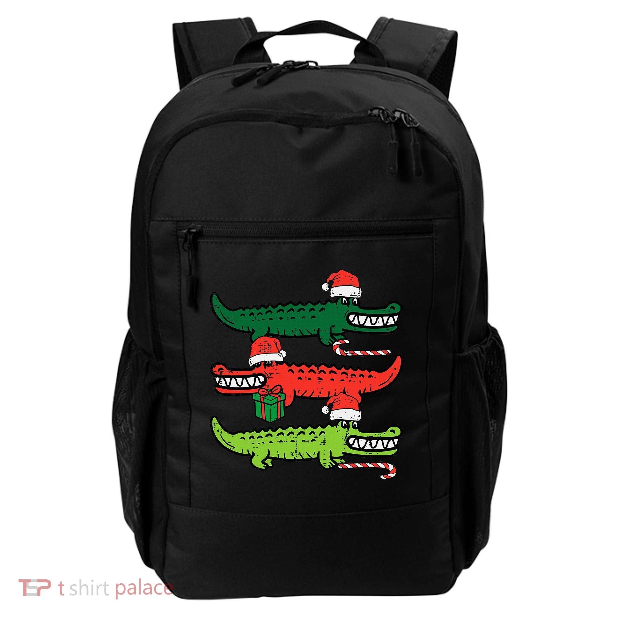 3 Christmas Crocodiles Santa Xmas Alligator Backpack