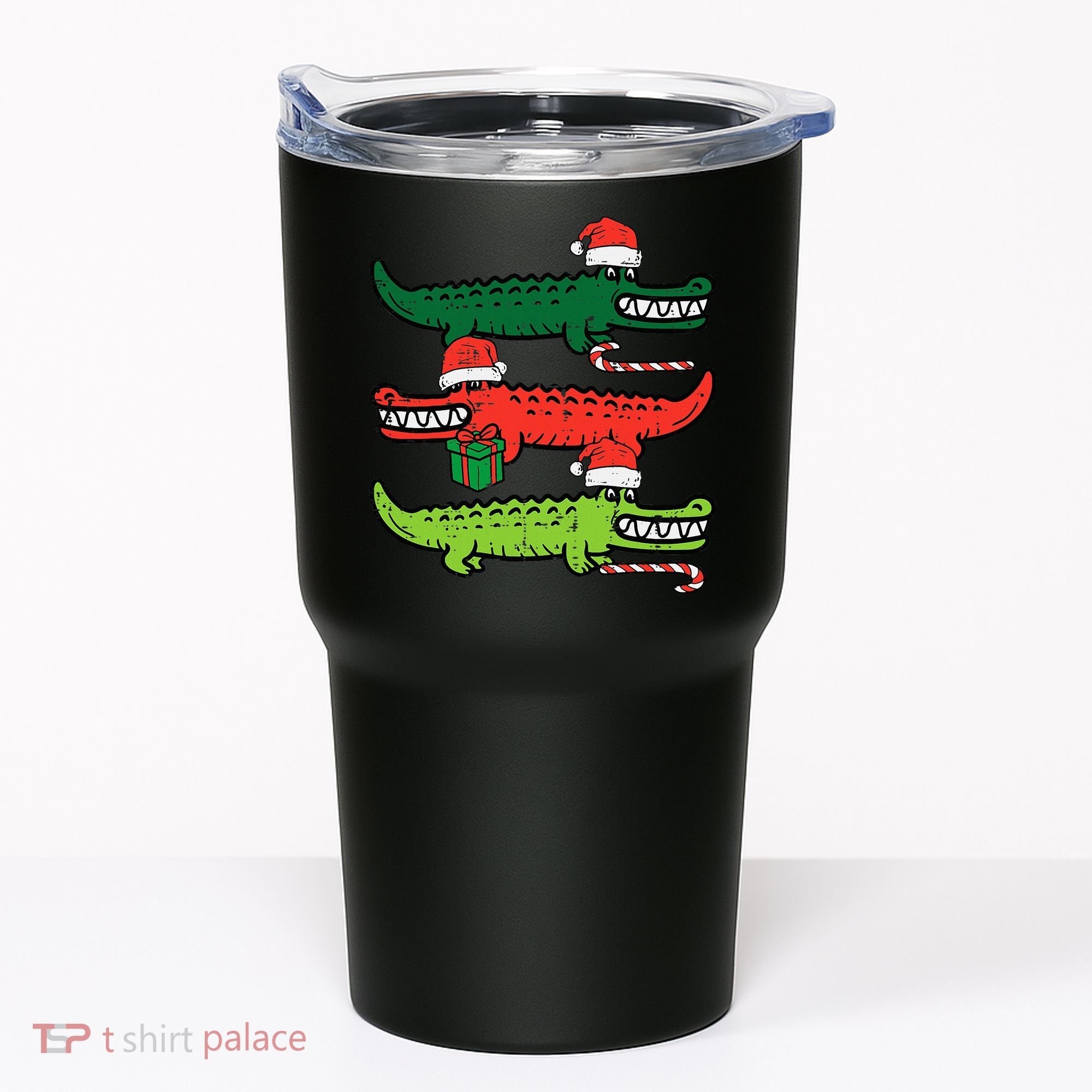 3 Christmas Crocodiles Santa Xmas Alligator Tumbler