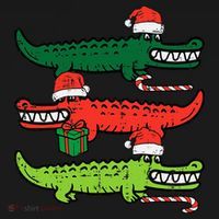 3 Christmas Crocodiles Santa Xmas Alligator Mousepad thumb 1