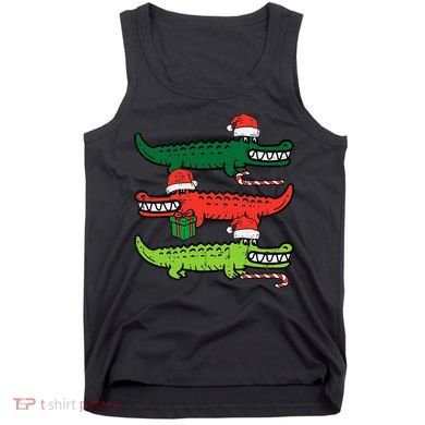 3 Christmas Crocodiles Santa Xmas Alligator Tank Top