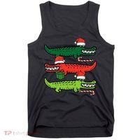 3 Christmas Crocodiles Santa Xmas Alligator Tank Top thumb 0