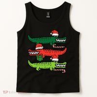 3 Christmas Crocodiles Santa Xmas Alligator Tank Top thumb 2