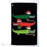 3 Christmas Crocodiles Santa Xmas Alligator Golf Towel thumb 0