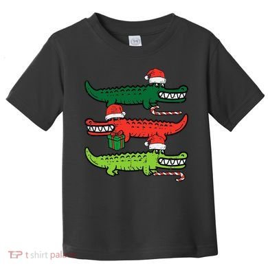 3 Christmas Crocodiles Santa Xmas Alligator Toddler T-Shirt