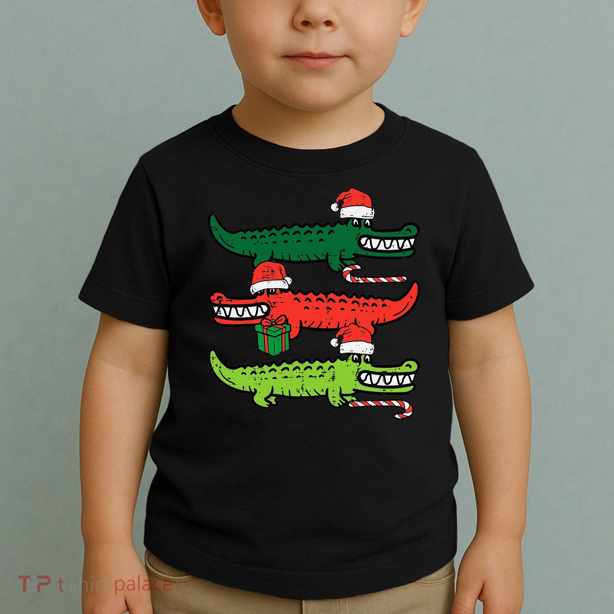 3 Christmas Crocodiles Santa Xmas Alligator Toddler T-Shirt
