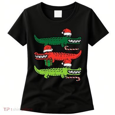 3 Christmas Crocodiles Santa Xmas Alligator Women's T-Shirt