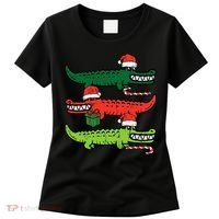 3 Christmas Crocodiles Santa Xmas Alligator Women's T-Shirt thumb 0