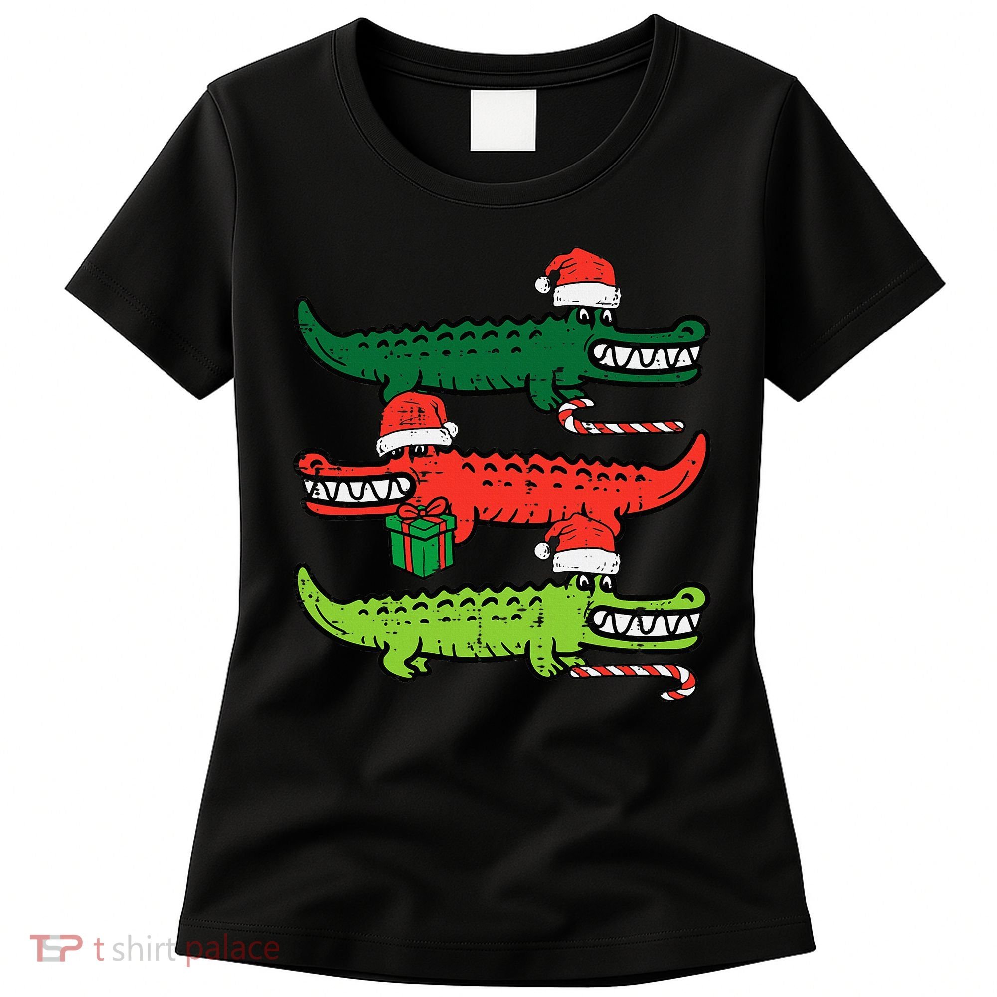 3 Christmas Crocodiles Santa Xmas Alligator Women's T-Shirt