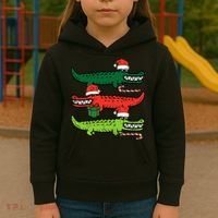 3 Christmas Crocodiles Santa Xmas Alligator Kids Hoodie thumb 3