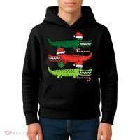 3 Christmas Crocodiles Santa Xmas Alligator Kids Hoodie thumb 4