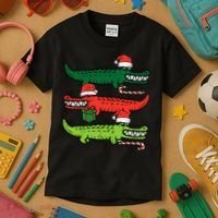 3 Christmas Crocodiles Santa Xmas Alligator Kids T-Shirt thumb 3